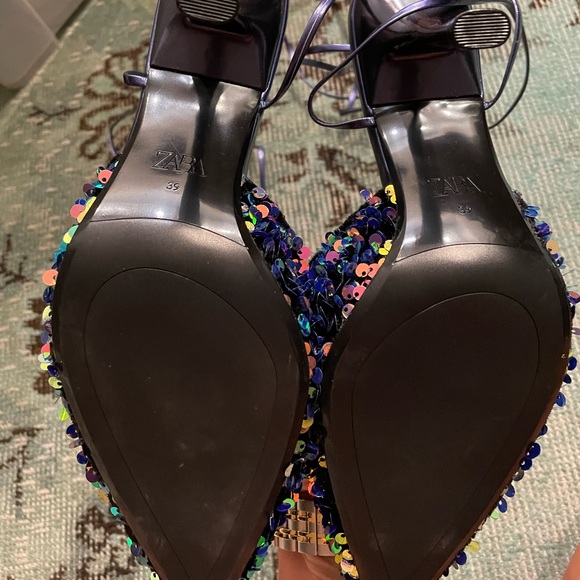 Zara sequin lace-up heels! - Picture 9 of 9